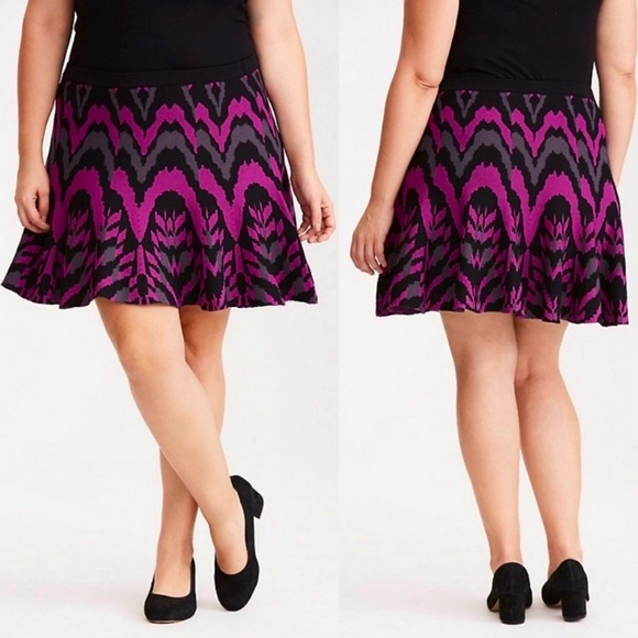 NEW! Torrid Sweater Skater Skirt Mini Purple Gray Black SZ 2X - Picture 3 of 12
